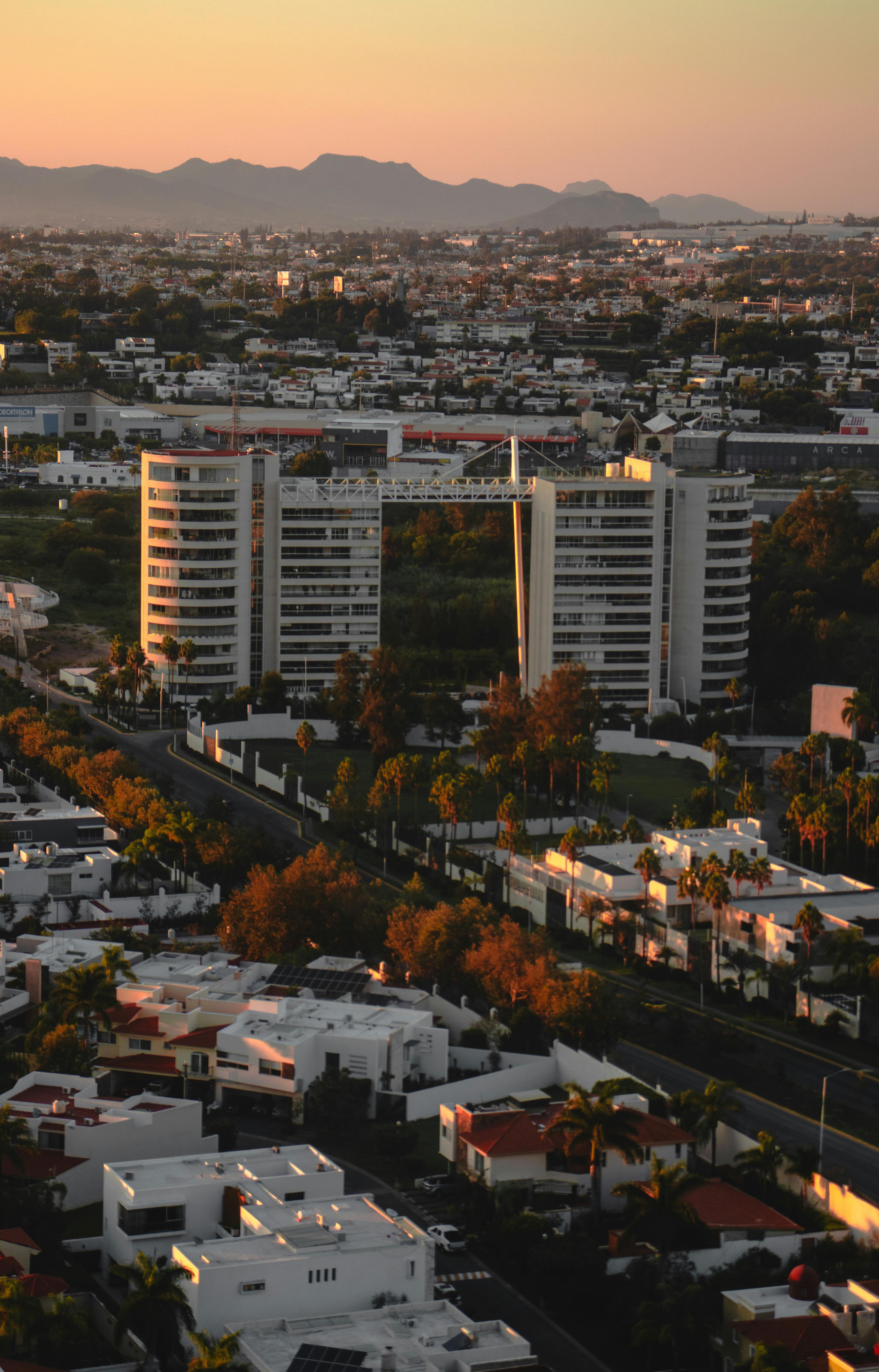 Skyline view of city development